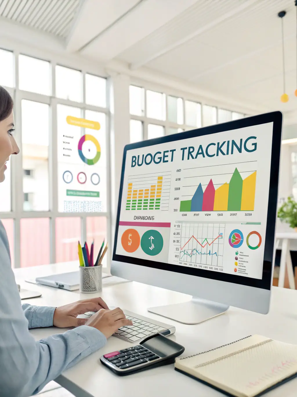 A screenshot of fundstack.uno's budgeting tool interface, showcasing a user-friendly dashboard with interactive charts and graphs illustrating income, expenses, and savings progress.